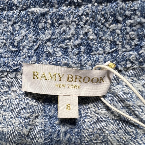 Ramy Brook Jeanne Textured Mini Skirt Womens 8 Blue Spind Cotten Blend‎ - Picture 6 of 14